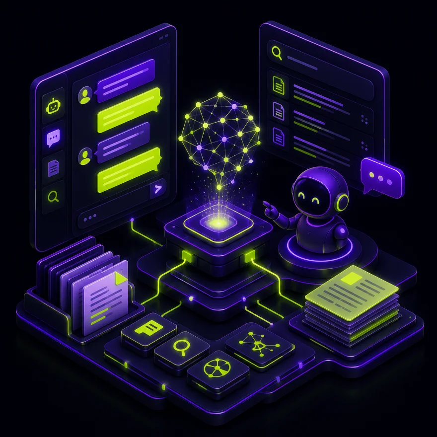 AI-assistent — izometrik illyustratsiya