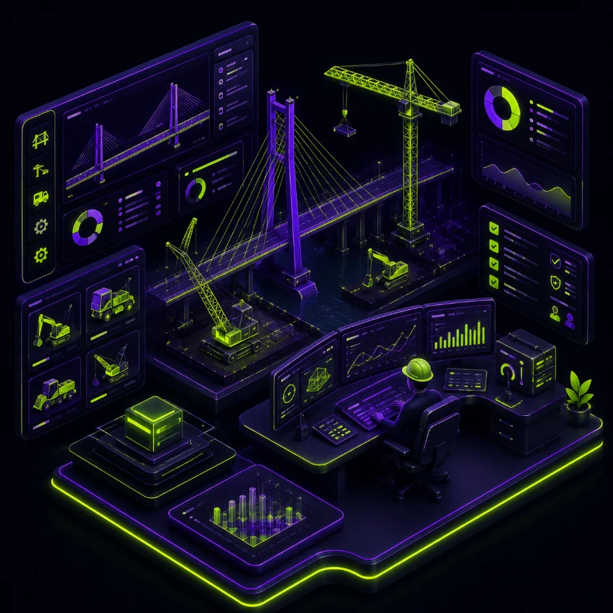 Sanoat portali — izometrik illyustratsiya